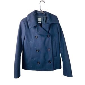 GAP Womens Double Breasted Button Wool Pea Coat Navy 988761 Size Small